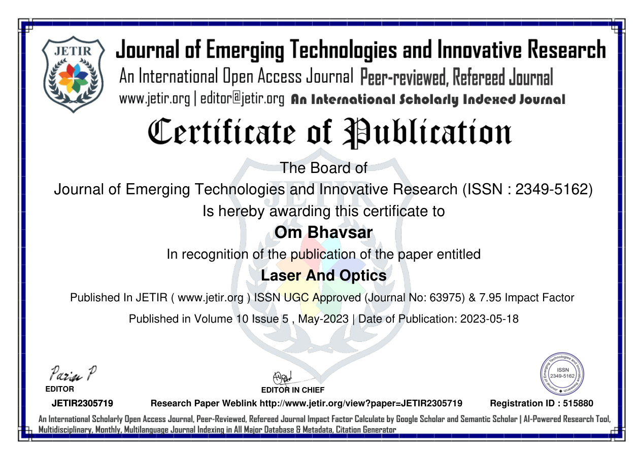 JETIR 2305719 Certificate